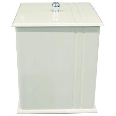 Imagem de Lixeira Banheiro Mdf Quadrada Com Frisos 6 Litros Branca