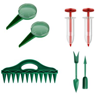 Imagem de 1 espalhador de sementes ajustável + 1 peça ferramenta espaçadora de sementes de escavador de 12 furos + 1 plantador de semeadura de prensa + 2 pás de transplante de mudas, distribuidor de