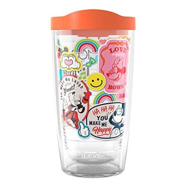 Imagem de Tervis Copo de viagem Disney 100 Anniversary Happy Faces Made in USA de parede dupla com isolamento térmico mantém as bebidas frias e quentes, 473 ml, clássico