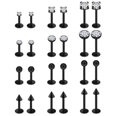 Imagem de Xnsjeyy Brincos de nariz 16G de aço cirúrgico 316L Medusa Labret Monroe Lip Ring Tragus Forward Helix Conch Cartilage Lobe Earrings Stud Piercing Jewelry For Women Men 6MM 8MM 10MM, 16G-Ball / CZ