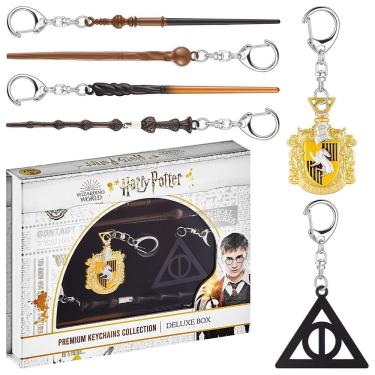 Imagem de Harry Potter Varinha Chaveiro 6pk Hufflepuff Crest Deathly Set