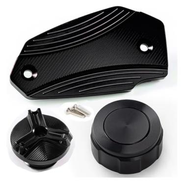 Imagem de Tampa de fluido de freio dianteiro traseiro e acessórios de proteção de tampa de combustível compatíveis com Z 900 Z 800 Z 650 Z650 Z900 Z800 2013-2024 (conjunto preto)