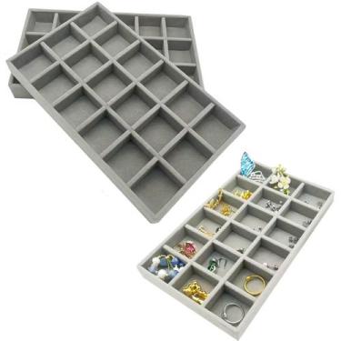 Imagem de Kit com 2 Estojo Bandeja Organizador de Joias e Bijuterias em Veludo c