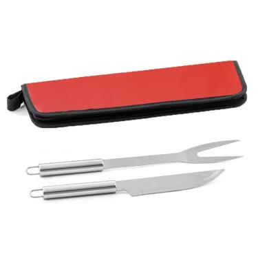 Imagem de Jogo para Churrasco Inox 2 peças com Estojo TopGet Vermelho