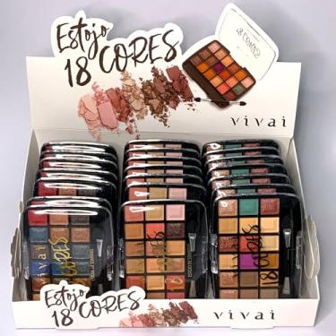 Imagem de Box Paleta de Sombras 18 Cores, 24 Unidades, Multicores, Matte, Metálico e Cintilante, Maquiagem Profissional