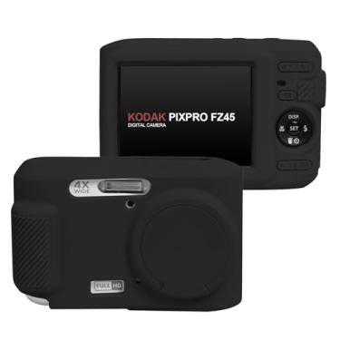 Imagem de Easy Hood Capa para Kodak PIXPRO FZ45, capa de câmera de silicone macio com capa de lente removível, capa protetora leve, ajuste personalizado para câmera FZ45 (preto)