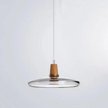 Imagem de Lustre Pequeno Pendente de Vidro de Fazenda com Madeira Grande Luz de Teto Pendurada Única para Ilha de Cozinha Lâmpada Rústica de Vidro V-intage Lustre Nórdico Moderno para Sala de Jantar Q