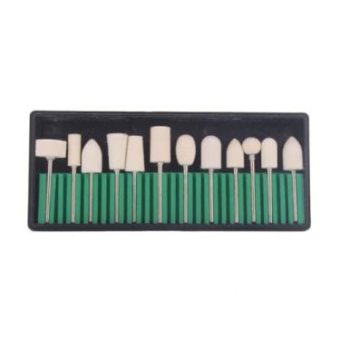 Imagem de 12 peças de brocas de unha de feltro de lã falsa para polimento de cabeça de manicure elétrica cabeça de moagem com estojo para manicure e pedicure
