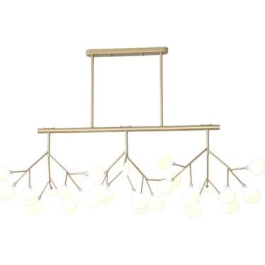 Imagem de Lustre moderno retangular de latão escovado, lustre de meados do século, luminária pendente de teto suspensa, luminárias para corredor, bar, cozinha, sala de jantar, decoração de casa, lâmpa