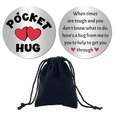Imagem de CREATCABIN When Times are Tough Pocket Hug Token Pocket Lembrança Presentes Coração Vermelho Dupla Face Gravado 1,2 Polegada Aço Inoxidável Moeda Sinal Prata Presentes Inspiradores - Aqui está um