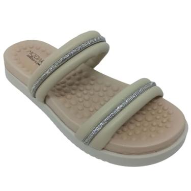 Imagem de Modare Ultra Conforto, Chinelo Modare Feminino Napa Pele com Cristais (Creme/Cristal, BR, Adulto, Numérico, 37)