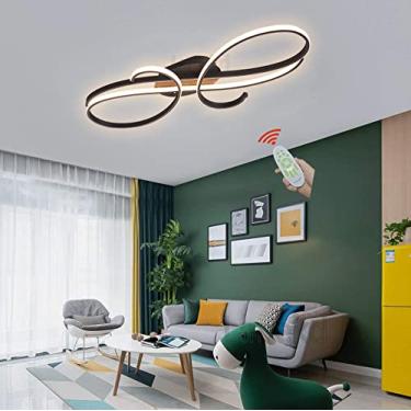 Imagem de Luzes de teto LED Lâmpadas de sala de estar Regulável com controle remoto Iluminação Pendente Luz Moderna Anéis Design Lâmpada de teto Acrílico Mesa de jantar Ilha de cozinha Quarto Lustre (