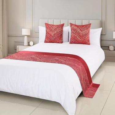 Imagem de Cachecol de corredor de cama de hotel moderno toalha de cama de luxo de alta qualidade decoração confortável protetor de cama para solteiro queen king tamanho vermelho||50 x 240 cm para cama de 1,8 m