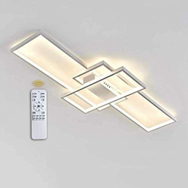 Imagem de Luminária de teto LED moderna com controle remoto regulável CCT luz quente a fria embutida em placa LED de 80 W função de luz noturna para iluminação de teto de quarto e sala de estar branco