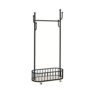 Imagem de Ganchos de prateleira de casaco, armazenamento, tipo chão, cabideiro, quarto, pendurar para casa, sala de estar, cabideiro, com rodas, pode mover o cabideiro para decoração de casa (preto, grande)