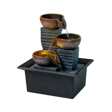 Imagem de predolo Fonte de mesa com sons de cachoeira e enfeite de água corrente, presente de inauguração, cascata de mesa com 3 níveis para de casa e quarto