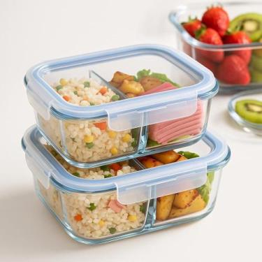 Imagem de Kit 2 Potes de Vidro Hermetico Marmita Grande 1520ml Empalhável com Di