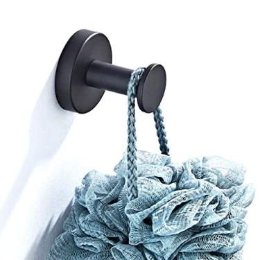 Imagem de Conjunto de acessórios de banheiro preto suporte de escova de vaso sanitário rolo de papel toalha trilho prateleira de vidro fosco saboneteira gancho de parede rack de secador de cabelo, barra de