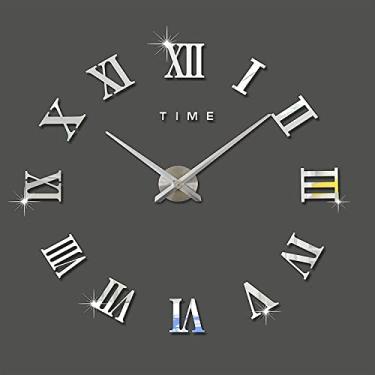 Imagem de 8SSAZZAT Relógio de parede grande relógio facial de espuma de quartzo decoração de casa adesivo de sala de estar relógio de parede retrô (cor: E, tamanho: um) (C um) (B um)