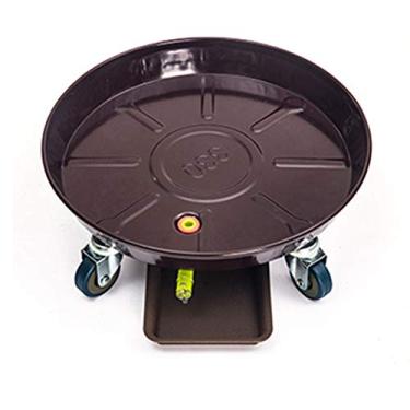 Imagem de FQCXCKJ Suporte para plantas com rodas de borracha, carrinho para mover plantas, carrinho de plantas com rodas (castanho, 25 cm/10 polegadas)