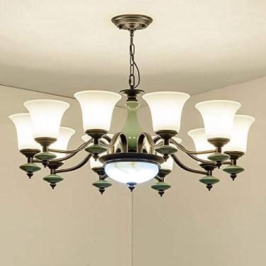 Imagem de WYUYIWH Lustre de teto para sala de jantar, hall de entrada, lustre retrô simples para sala de estar, lustre europeu arte de ferro, restaurante, lustre criativo e27, luzes de teto de metal, decoração