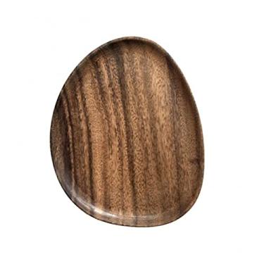 Imagem de Bandeja cinzenta oval de madeira irregular retangular de madeira redonda prato de servir prato de comida armazenamento de frutas secas sobremesa talheres Suppl (cor: 4) (3)