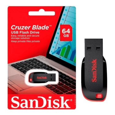 Imagem de Pendrive Sandisk Cruzer Blade 64gb 2.0 Preto E Vermelho