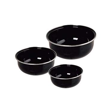 Imagem de Conjunto de Tigelas Bojudas Esmaltadas Preto - 3 peças - Ewel