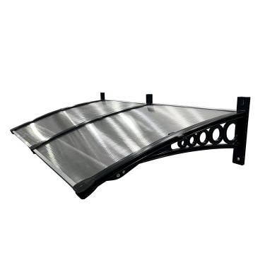 Imagem de Toldo Policarbonato 1,55x0,50m Cobertura para Portas e Janelas Imperial com Fita de Vedação Proteção Casa e Comércio com Filtros de Raios UV (TRANSPARENTE COM PRETO)