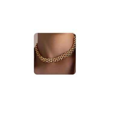 Imagem de Gargantilha feminina grossa de ouro 14K, banhado a ouro 14K, corrente grossa, colar ousado, joias modernas, presentes, Large, Metal, Sem Pedra Preciosa