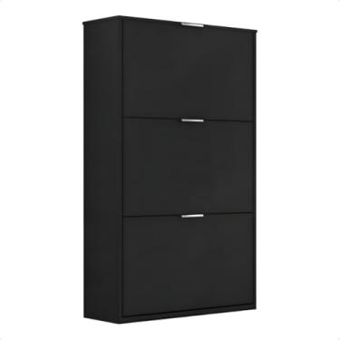 Imagem de Sapateira 3 Portas Basculantes – Armário Compacto para Organização de Calçados com Design Moderno (Preto)