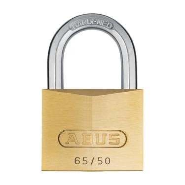 Imagem de ABUS Cadeado de latão maciço 65/50 com 2 chaves para atividades ao ar livre, escola, academia, 50 mm de largura, chave diferente