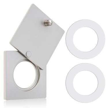 Imagem de HOJLKLD Capa de olho mágico, cobertura quadrada de latão sólido para visor de porta de 1,5 cm de diâmetro, capa de orifício de porta com fita autoadesiva dupla face (1, níquel escovado)