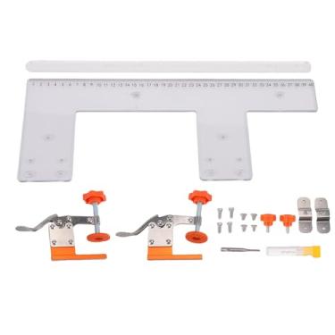 Imagem de Fafeicy Modelo de Ranhura Sem Alça, Ferramenta de Gabinete de Molde de Ranhura de Alça Embutida Com Marcações de Escala Gravada e Braçadeira de Mola para Portas de Guarda-roupa, Portas