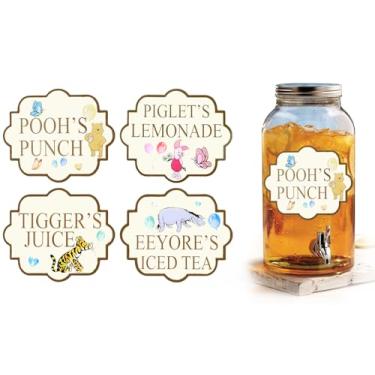 Imagem de MEMOVAN Winnie Party Drink Labels for The Pooh Baby Shower Decorations Winnie Food Labels Food Signs Winnie Centerpieces Sticks for Winnie Birthday Baby Shower Party