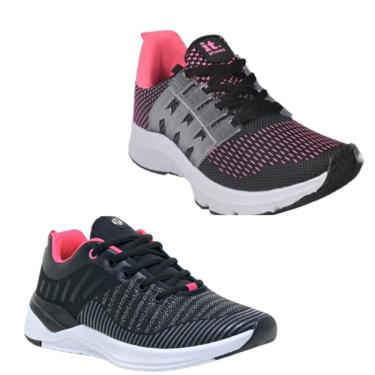 Imagem de Tênis Feminino Esportivo Caminhada Fitness Confortável Kit