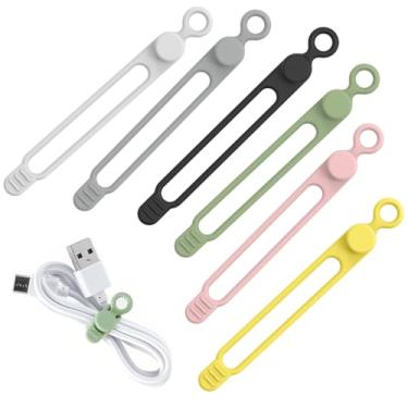 Imagem de 12 peças de laços de silicone coloridos, laços de zíper de borracha reutilizáveis de 10 cm, grau alimentício para cabo e cabo, torção multiuso, vedação de alimentos, organizador de cabos, alça de