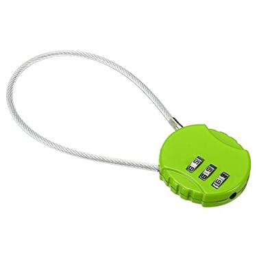 Imagem de Cadeado com combinação de 20 cm, cadeado de código à prova d'água de 3 dígitos com corda de arame para bagagem, academia, cerca, caixa de ferramentas, mochila, verde