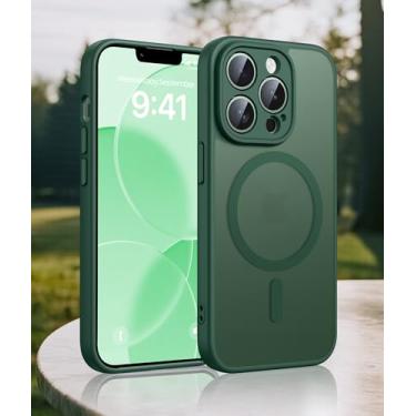 Imagem de Capa para iPhone 13 Pro Max, [compatível com MagSafe] [proteção militar contra quedas] Proteção total da câmera à prova de choque fina translúcida fosca para iPhone 13 Pro Max 6,7 polegadas (verde)