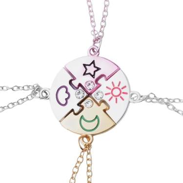 Imagem de Colar Best Friend para 4 luas, estrelas, sol, nuvem, colares para mulheres, colares de amizade combinando para amigas, presentes para amigas, presentes de aniversário para mulheres