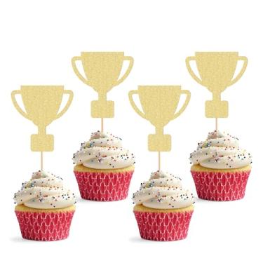 Imagem de Topper de cupcake Championship Trophy - Pacote com 24 Glitter Ouro Número 1 Troféu Decorações de Cupcake, Tema de Jogo de 1º Aniversário Escolhas de Cupcake