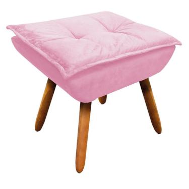 Imagem de Puff Opala Suede Rosa Bebê Pés Palito Castanho D´rossi