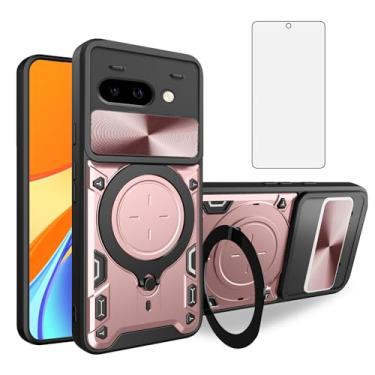 Imagem de Asuwish Capa de telefone para câmera deslizante Google Pixel 9A capa magnética com protetor de tela de vidro temperado e suporte de anel acessórios para celular híbrido fino Pixel9A A9 5G mulheres