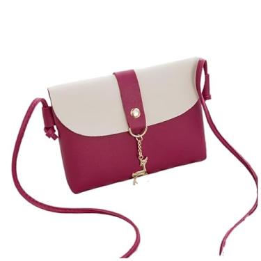Imagem de Bolsas pequenas transversais femininas PU bolsa de celular casual carteiro carteira com compartimentos para cartão de crédito, vinho tinto, Medium