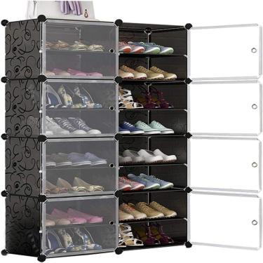 Imagem de Sapateira Dupla Gigante Armario Modular Ajustavel Organizador 16 Prateleiras Porta Sapatos Brinquedos Roupas Grande 32 P