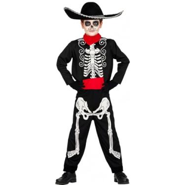 Imagem de Fantasia Halloween Infantil Caveira Mexicana de Luxo pra Meninos Esqueleto Espanhol Toureiro (Preto, G 7-9)