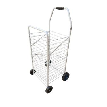 Imagem de Carrinho De Feira Branco 4 Rodas De Borracha Dobrável