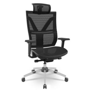 Imagem de Cadeira Darix X+ Cromada Slider Braços 3D Pu Assento Em Tela - Plaxmet