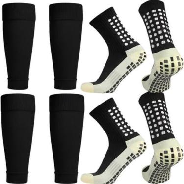 Imagem de Kit 2 Meias Antiderrapantes 2 Canelitos Meião Futebol Esportes - ProSo