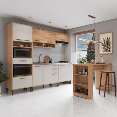 Imagem de Cozinha Modulada Completa 6 Peças Com Torre Quente E Bancada 11 Portas 3 Gavetas Jade Freijó - Arenas